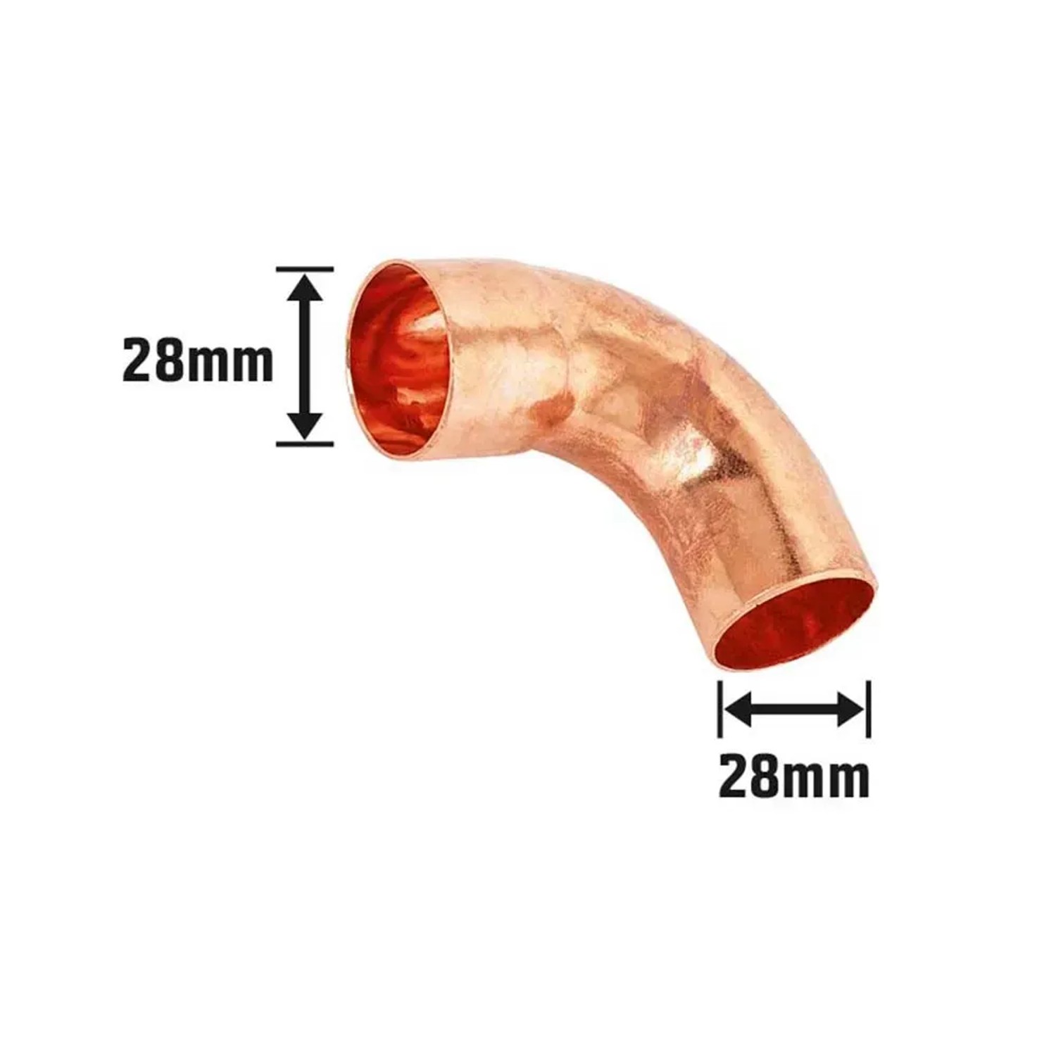 Kupfer Löt-Bogen Typ 5001A, 56 mm, 90 Grad Winkel für Heizung und Wasserinstallation.