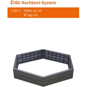 Garantia Ergo XL Hochbeet-System in Steinoptik, sechseckig, Durchmesser 145 cm.