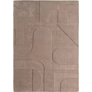 Beiger Kurzflorteppich Pompei 240x340 cm mit modernem 3D-Reliefmuster.