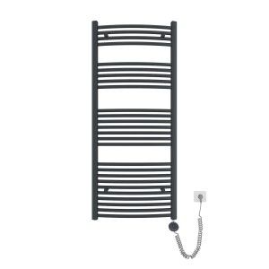 Emke Elektrischer Badheizkörper Gebogen mit Thermostat Handtuchtrockner mit Heizstab 140x60cm 600W Anthrazit
