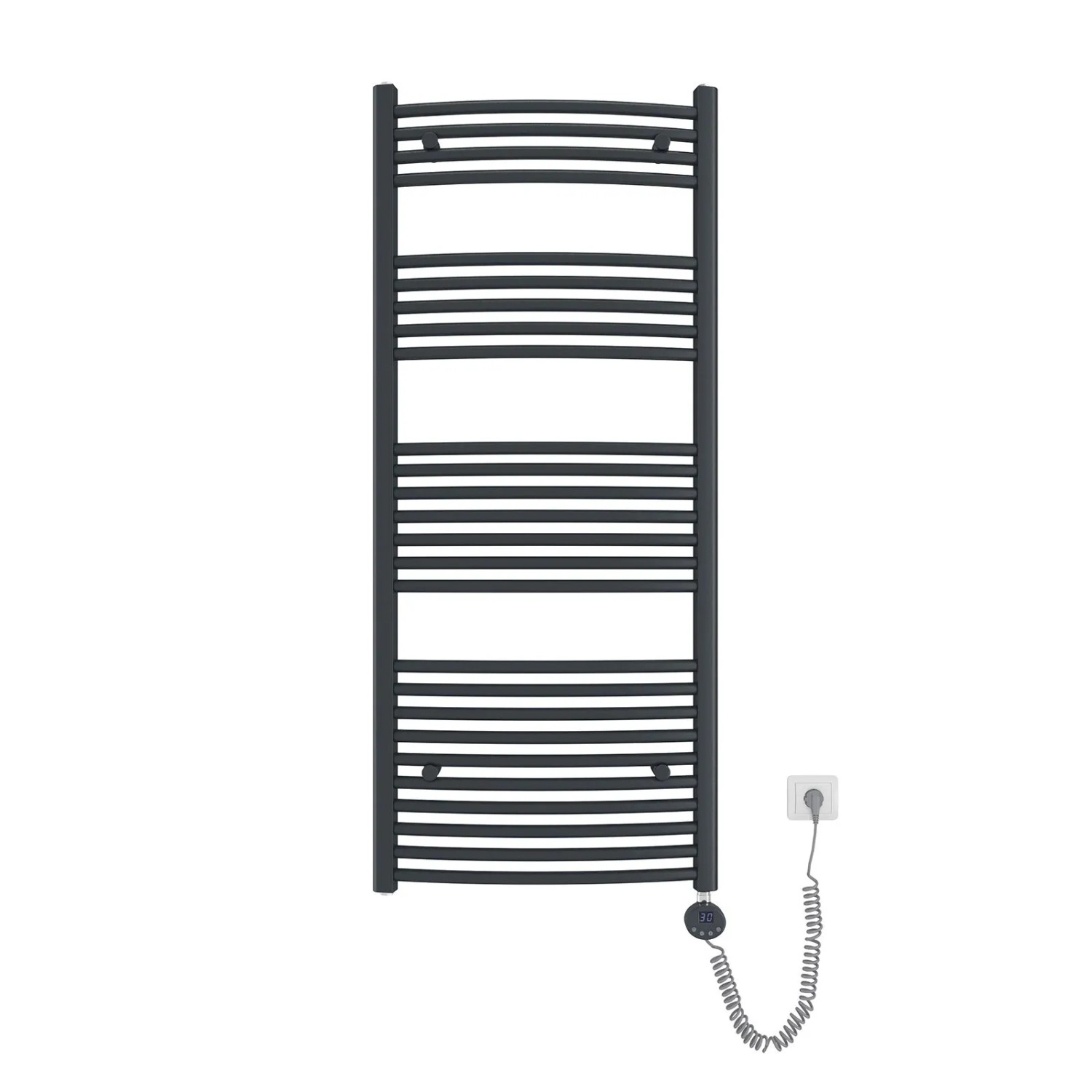 Emke Elektrischer Badheizkörper Gebogen mit Thermostat Handtuchtrockner mit Heizstab 140x60cm 600W Anthrazit