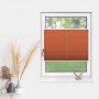 Orangefarbenes Plissee 90x210 cm am Fenster, blickdicht und ohne Bohren montiert.