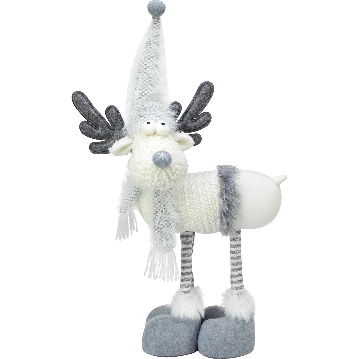 Stoff-Rentier 54 cm Weiß-Hellgrau