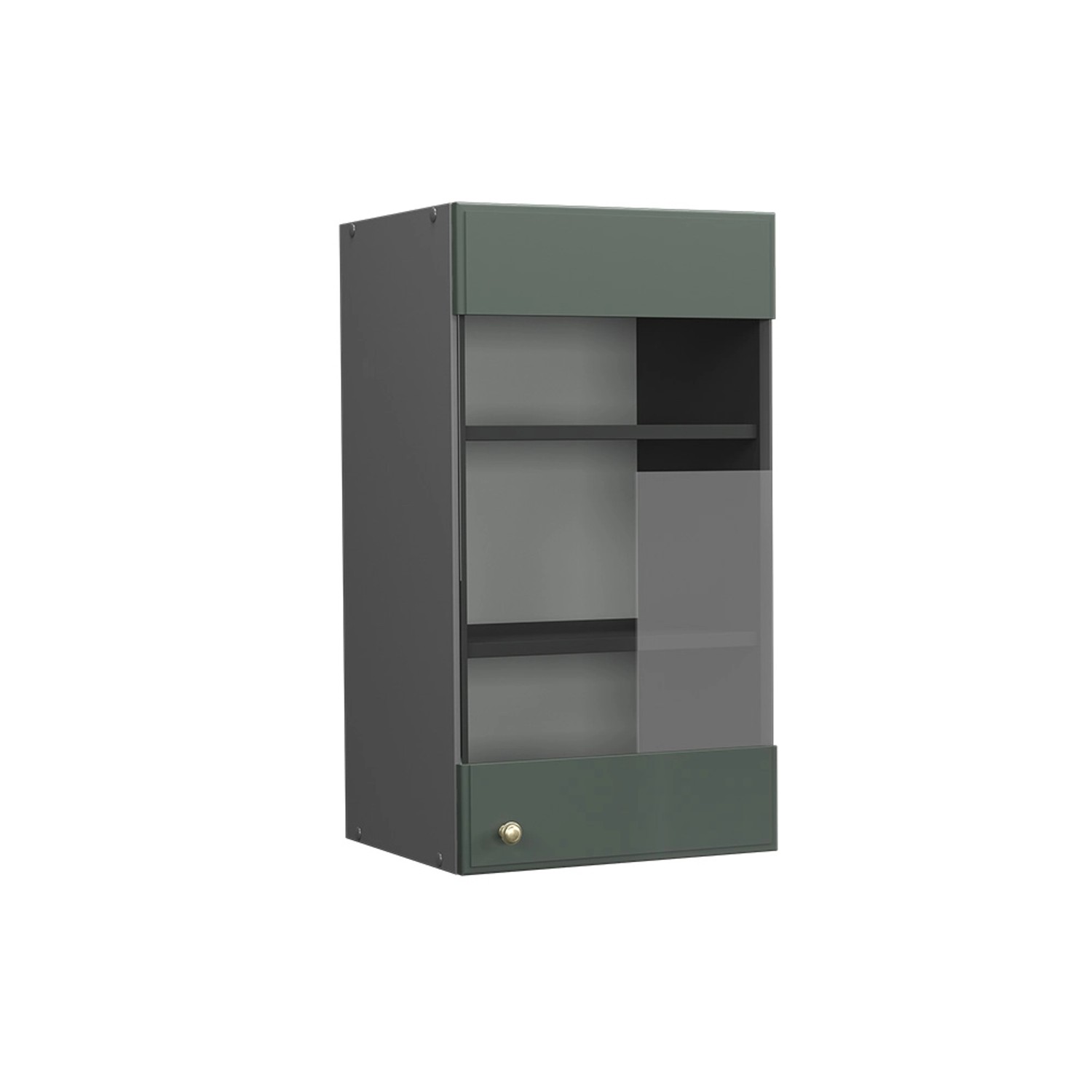 Vicco Küchenglasschrank Fame-Line Glashängeschrank Grün-Gold Landhaus/Anthrazit 40 cm