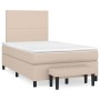 Cappuccino-braunes Boxspringbett 120x190 cm mit Matratze, Kopfteil und Bank aus Kunstleder.