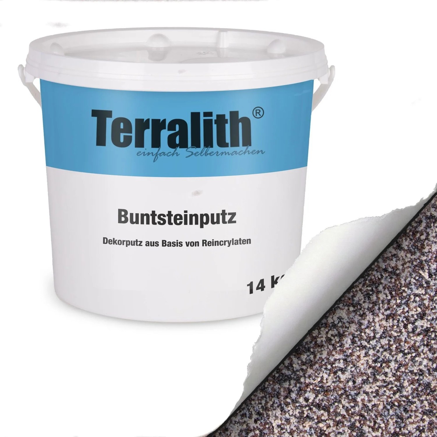 Terralith Buntsteinputz Mosaikputz 1mm 14 kg BSP1073 Weiss Braun Schwarz