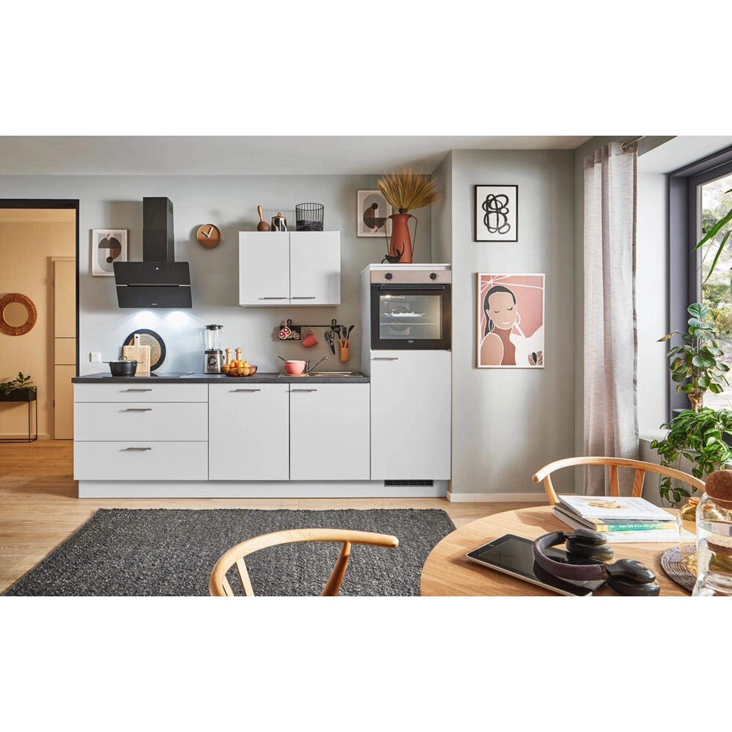 pino Küchenzeile 250 cm Lichtgrau Anschlag rechts 1 Geräteschrank günstig online kaufen