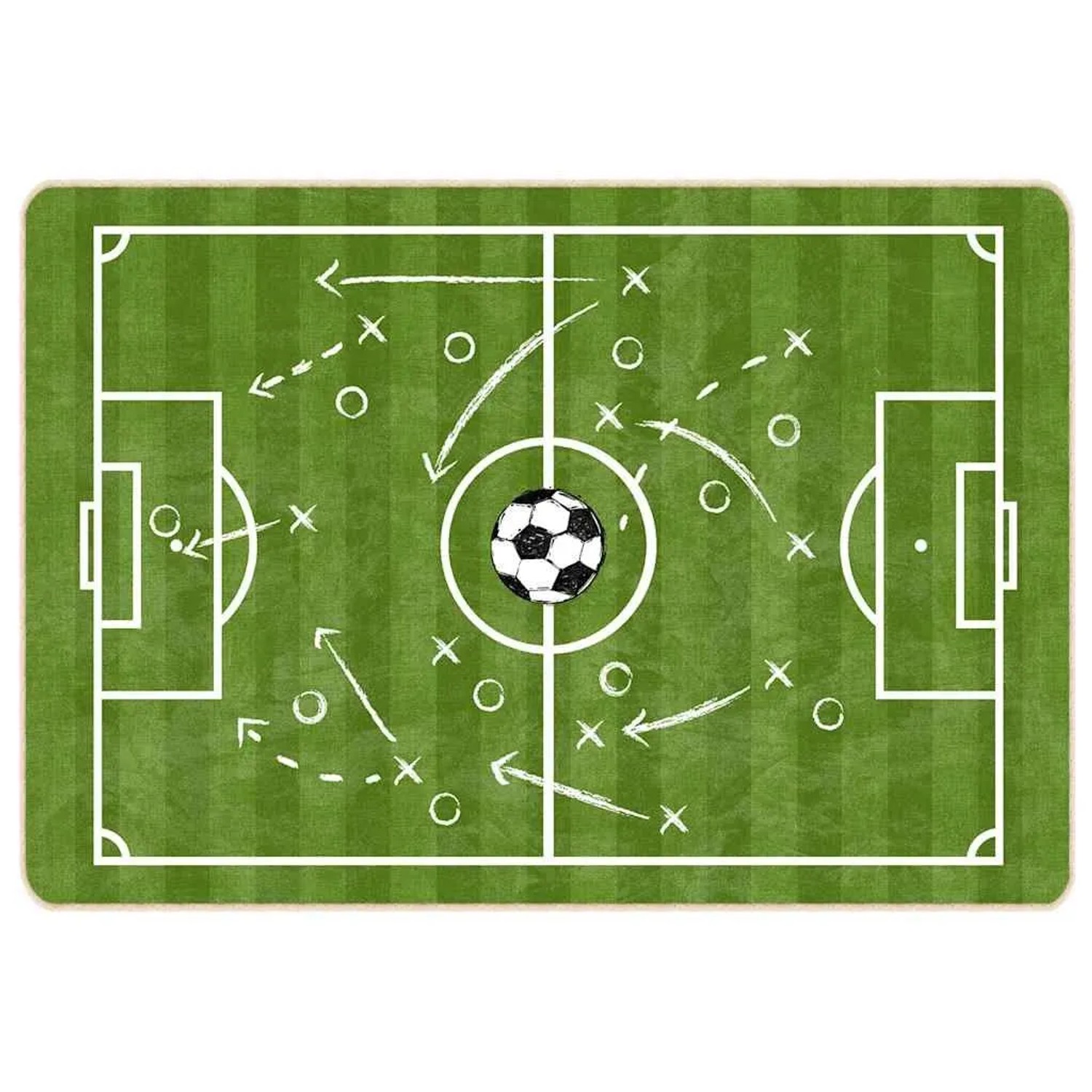 vidaXL Kinderteppich Grün 160x230 cm Fußballfeld Waschbar Rutschfest 136621