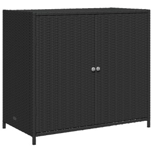 Schwarzer VidaXL Gartenschrank aus Poly Rattan, 83x45x76 cm, zur Aufbewahrung im Garten.