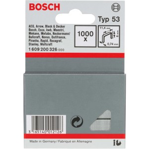 Bosch Feindrahtklammern Typ 53, 6 mm, 1000 Stück, für Tacker. Geeignet für Pappe, Textilien und mehr.