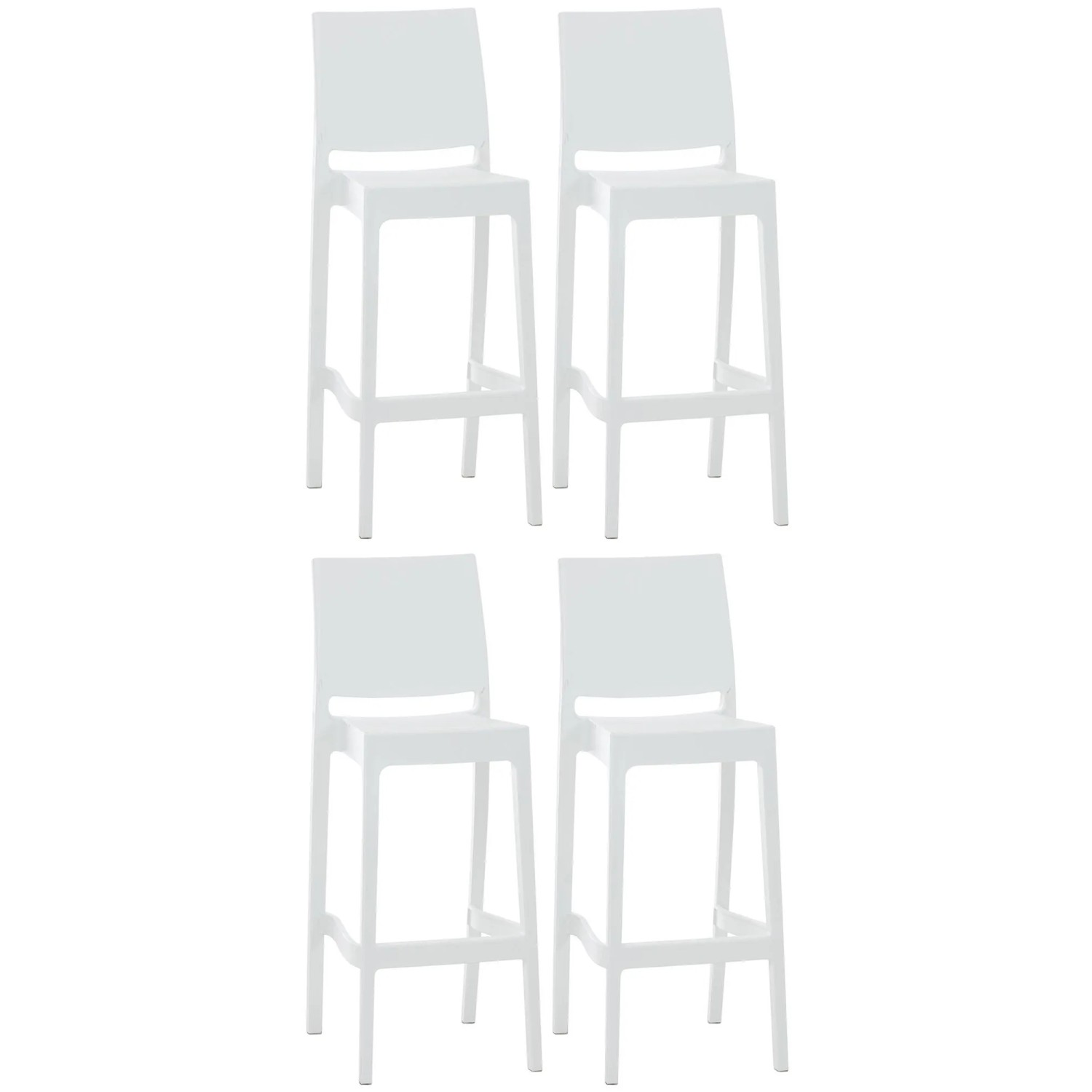 DELUKE Barhocker 4er Set MIAMI Weiß Kunststoff Barstuhl Mit Lehne Tresenhocker Tresenstuhl
