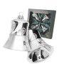 Krebs Glas Lauscha Glocken 4er-Set, silberne Weihnachtsornamente mit Schneeflocken und Glitzer.