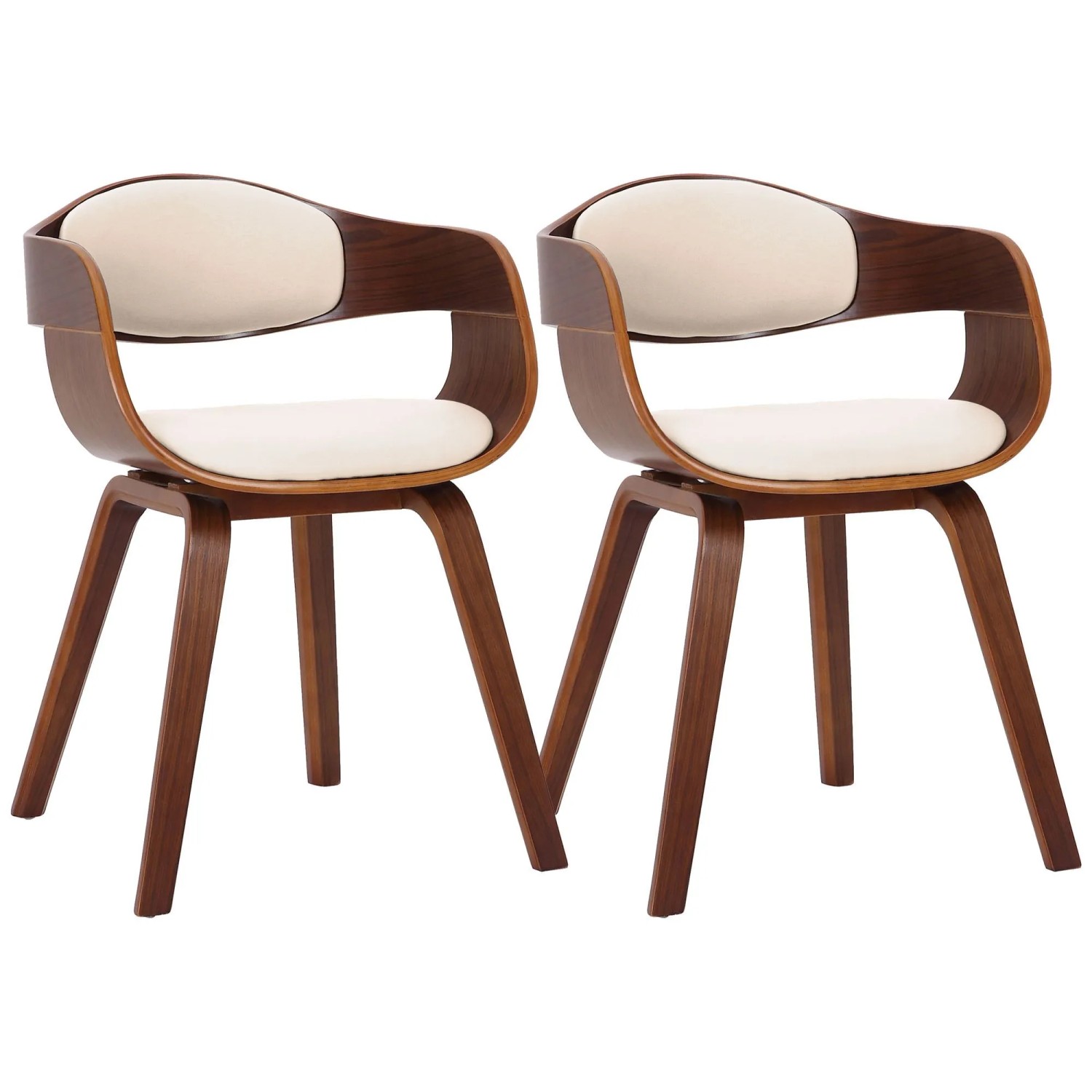 CLP 2er Set Stühle Kingston Kunstleder Walnuss/Creme