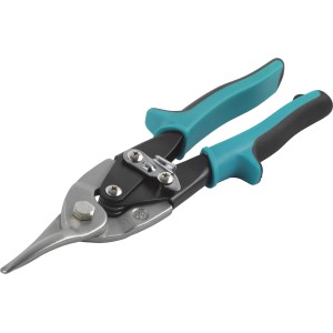 Wolfcraft Blechschere, schwarz-blaue Zange mit ergonomischem Griff für präzise Blechschnitte.