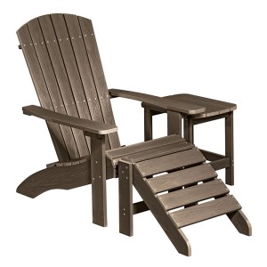Braungrauer NEG Adirondack Beistelltisch MARCY aus Kunststoff, mit Holzmaserung, passend zu Gartenstühlen.