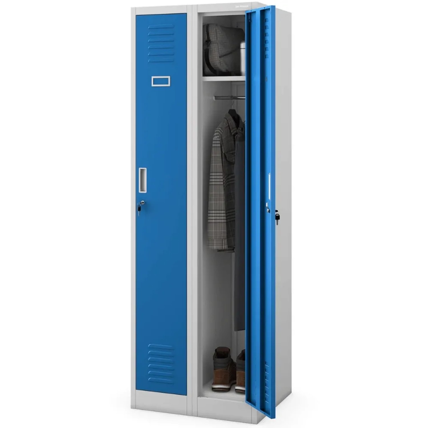 JAN NOWAK Umkleideschrank Spind KACPER 2 Abteile 180 x 60 x 50 cm Grau-Blau