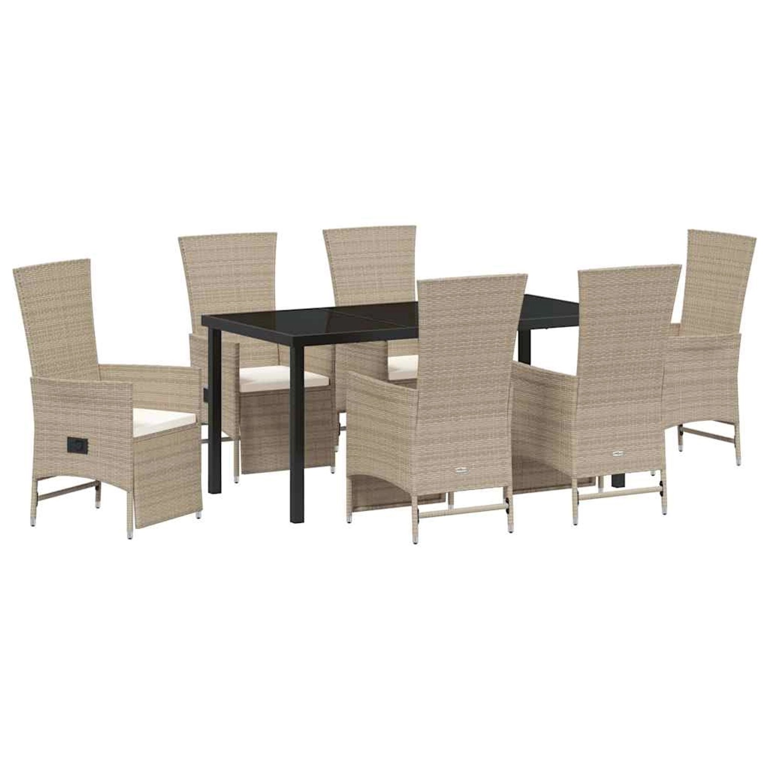 vidaXL Garten Essgruppe mit Kissen 7-Tlg Beige Poly Rattan 3379475 günstig online kaufen