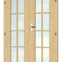Skan Holz Doppeltür, vollverglast, 123,4x19,3 cm, für 28 mm Gartenhaus. Zubehör mit Echtglas.