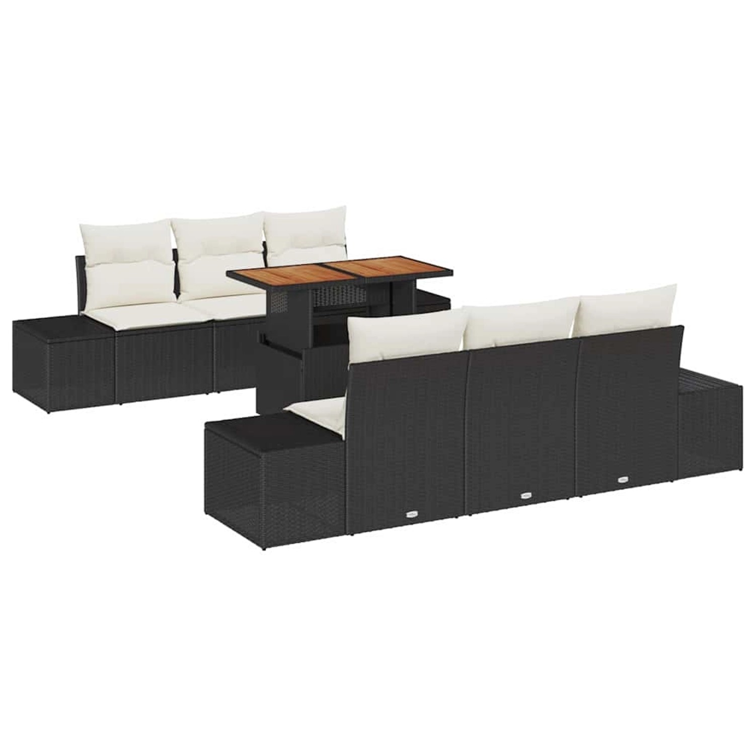 vidaXL Garten-Sofa-Set mit Speicher 7-Tlg Schwarz Poly Rattan 3358644 günstig online kaufen