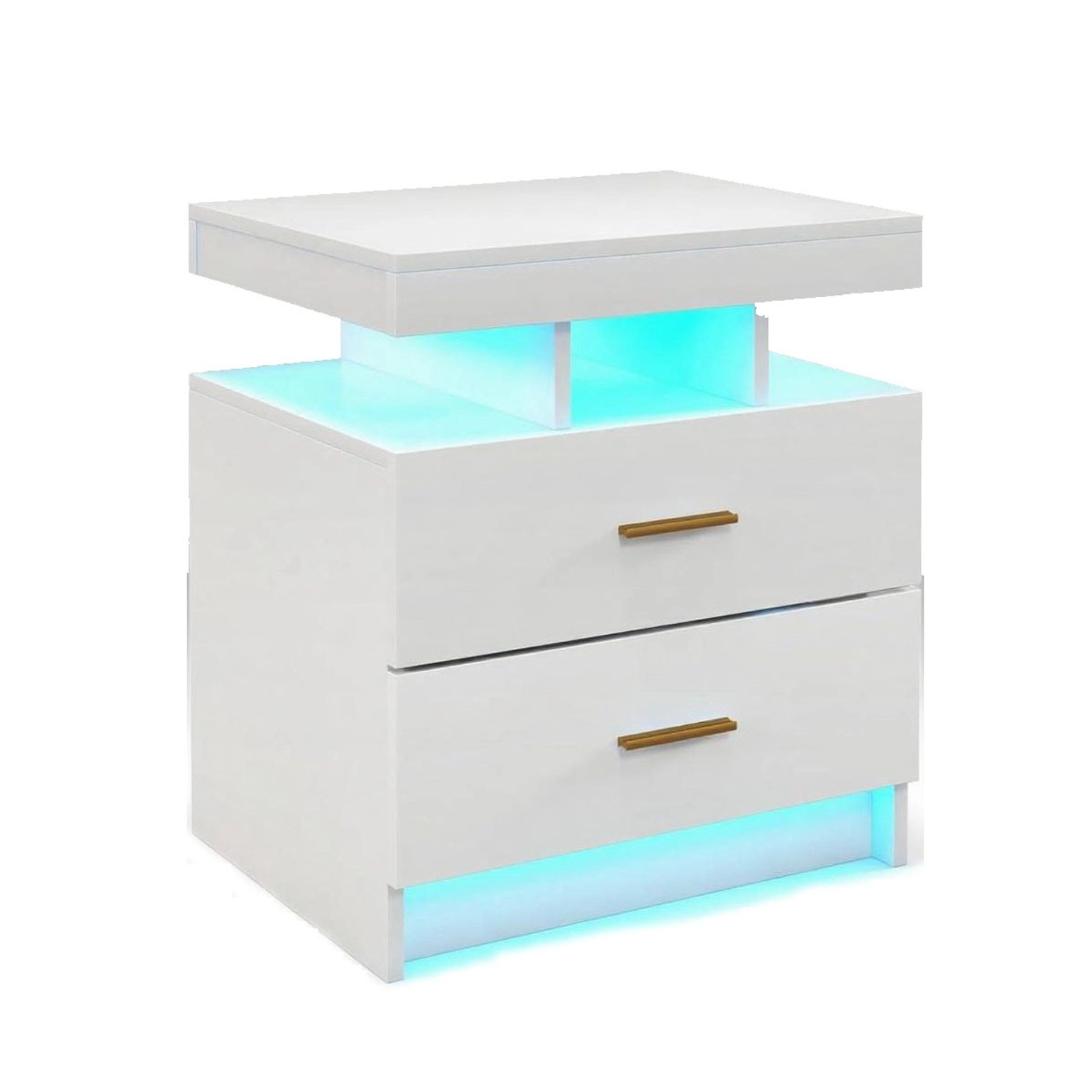 Costway Nachttisch mit Led-Beleuchtung 50 x 40 x 58 cm Weiß
