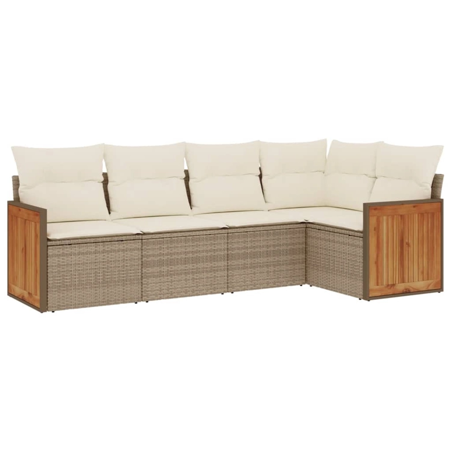 vidaXL 5-Tlg Garten-Sofagarnitur mit Kissen Beige Poly Rattan 3227626 günstig online kaufen