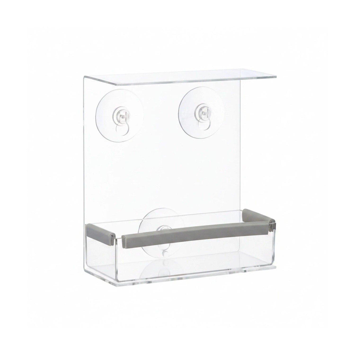 Relaxdays Vogelfutterhaus Acryl Transparent für Fenster mit Saugnäpfen 16,5 cm x 15 cm x 7,5 cm 170 g