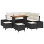 vidaXL Garten-Sofa-Set, 9-teilig, schwarz, Poly Rattan, mit Tisch und Kissen. Ideal für Terrasse und Garten.