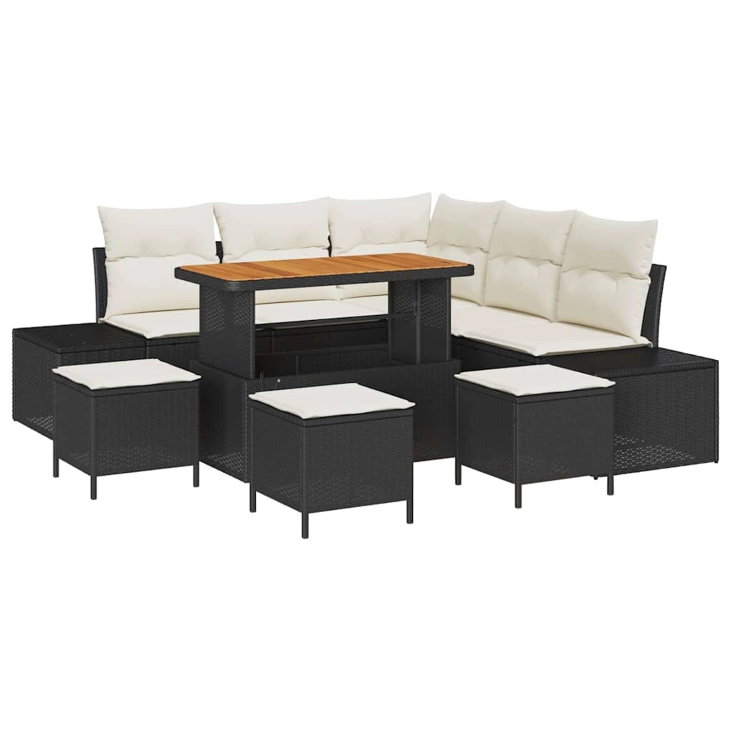 vidaXL Garten-Sofa-Set mit Kissen 9-Tlg Schwarz Poly Rattan 3362790 günstig online kaufen