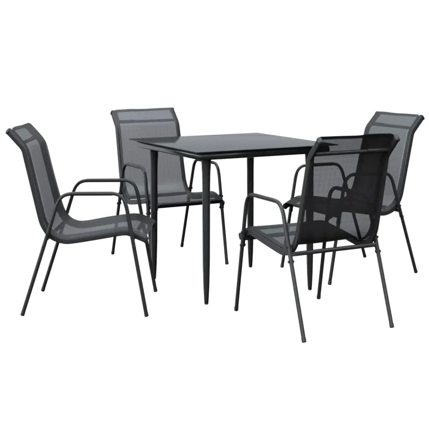 VidaXL 5-Tlg Garten-Essgruppe Schwarz Stahl Und Textilene 3200683