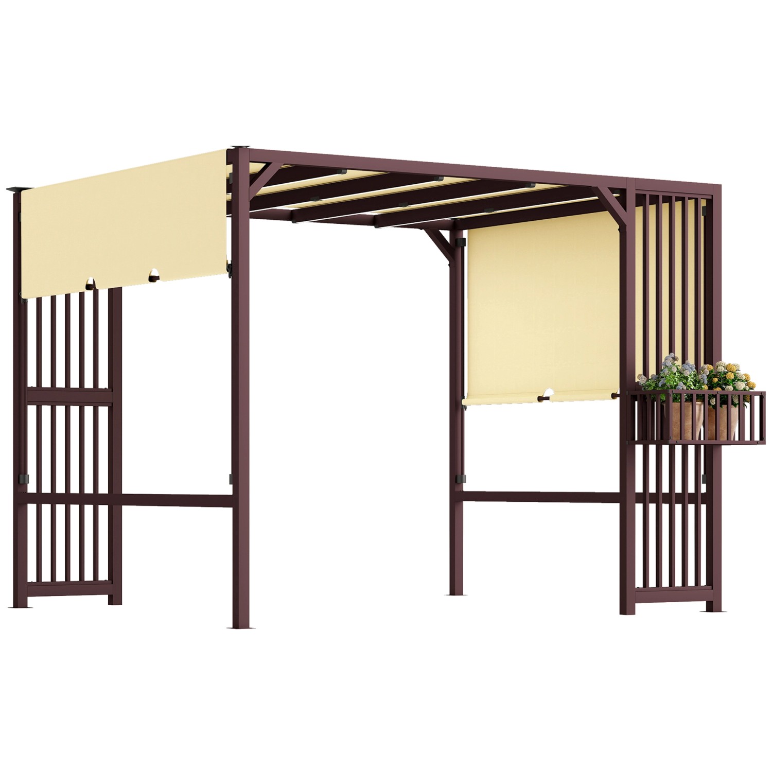 Outsunny Pavillon Metall Polyester Kaffee Braun 295L x 252B x 230H cm günstig online kaufen
