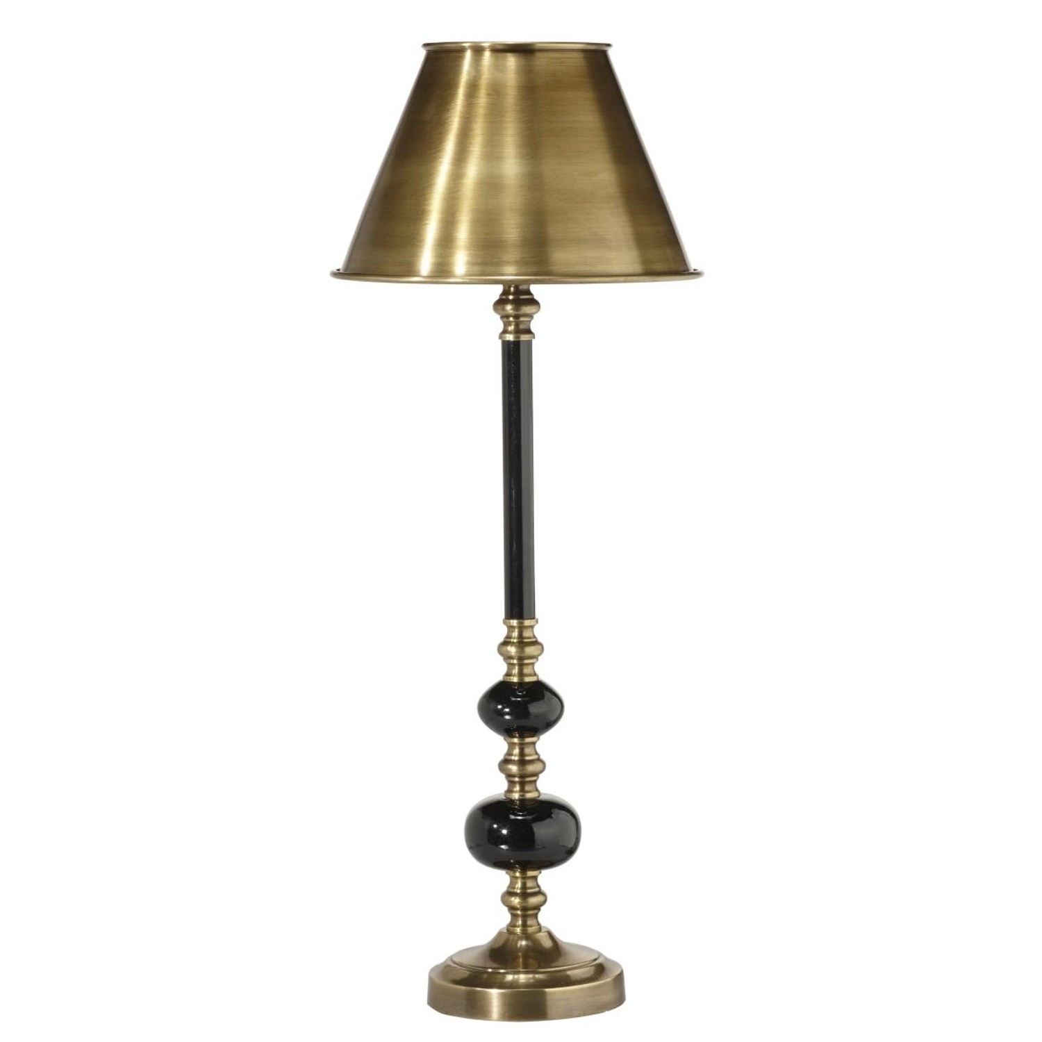 PR Home Abbey massive Tischlampe Messing, Schwarz aus Metall E27 22x57cm günstig online kaufen