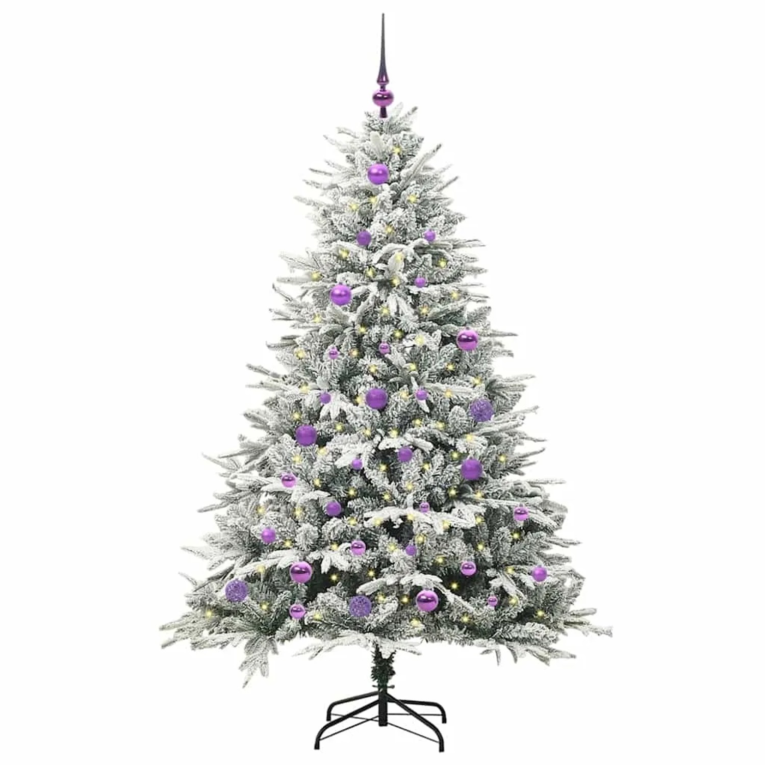 vidaXL Künstlicher Vorbeleuchteter Weihnachtsbaum mit Kugelset Grün 3395390
