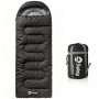 Sekey Deckenschlafsack, 3-Jahreszeiten, anthrazit, mit Packsack für Camping & Outdoor.