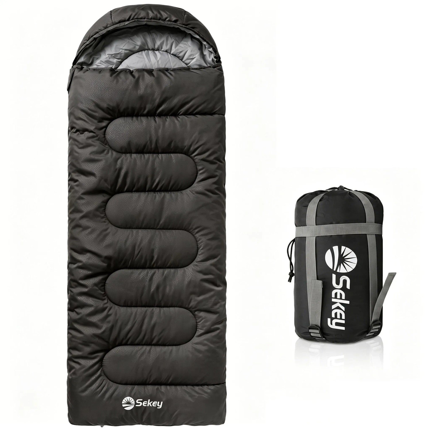 Sekey Schlafsack Camping Outdoor 3 Jahreszeiten Deckenschlafsack 220x80cm Anthrazit