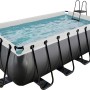 Rechteckiger Exit Black Leather Pool 400x200 mit Leiter und Filterpumpe.