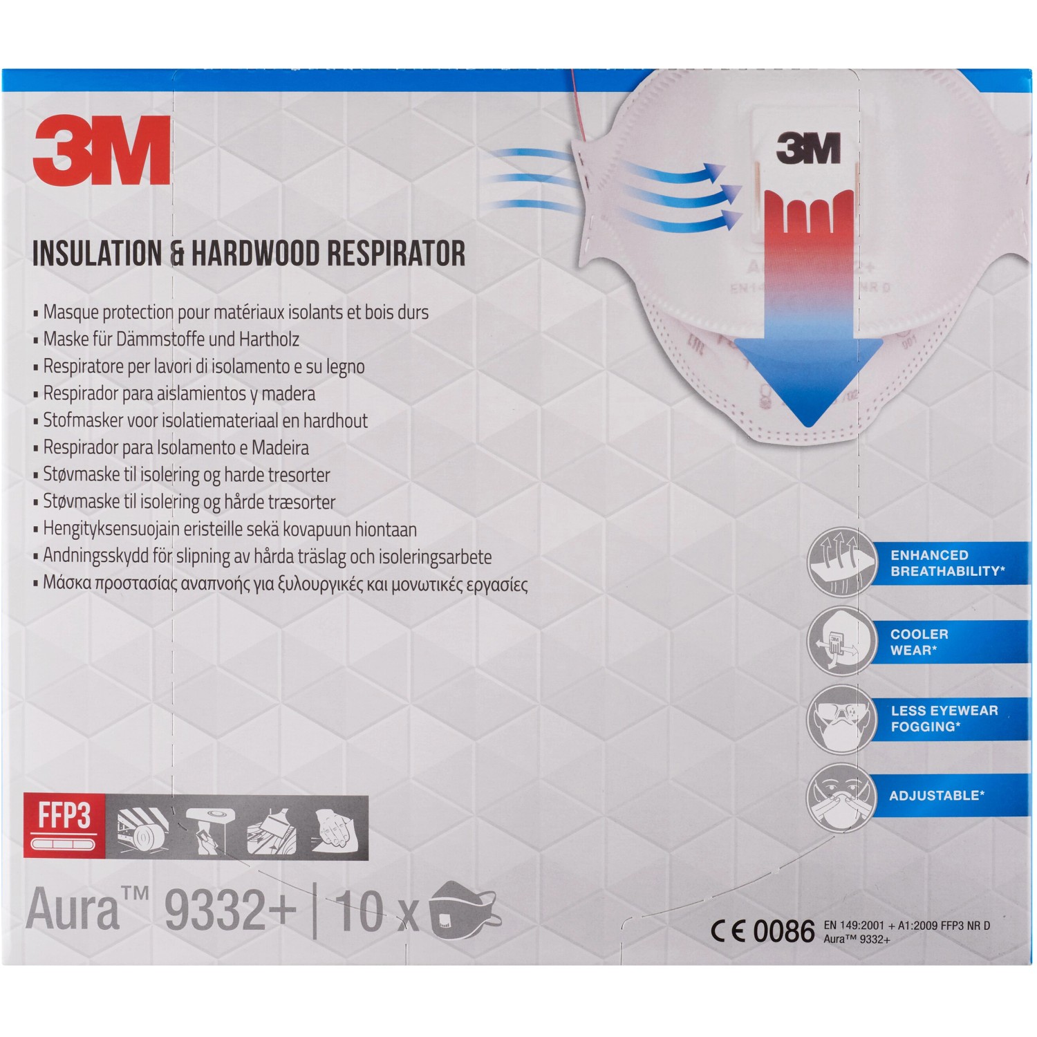 3M Aura Maske für Dämmstoffe und Hartholz 9332+