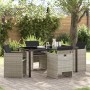Hellgraue 5-tlg. vidaXL Garten Essgruppe aus Poly Rattan mit Tisch und Stühlen.