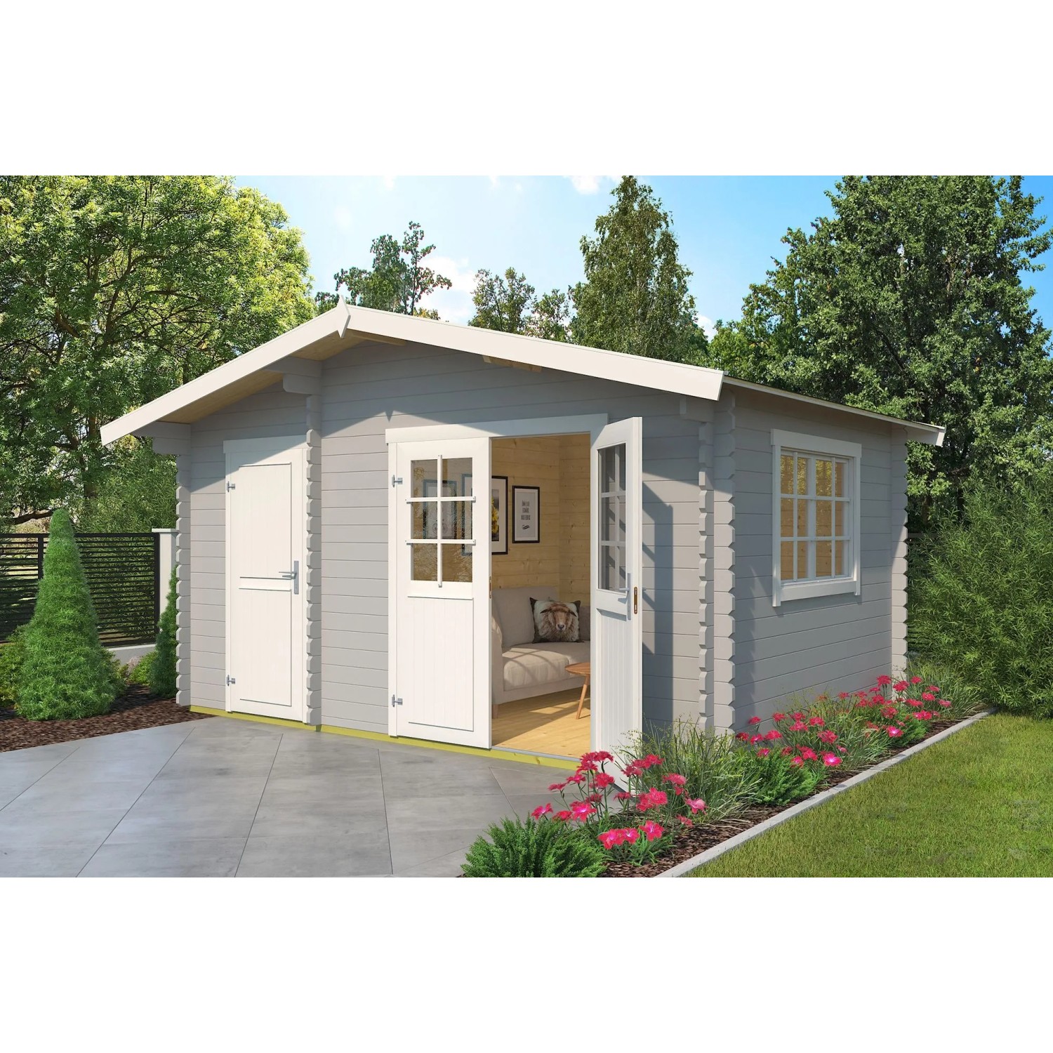 Lasita Gartenhaus Keila 34 Lichtgrau 425 cm x 280 cm