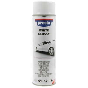 Presto Lackspray Weiß glänzend, 500ml Dose für Lackreparatur und Karosseriearbeiten.