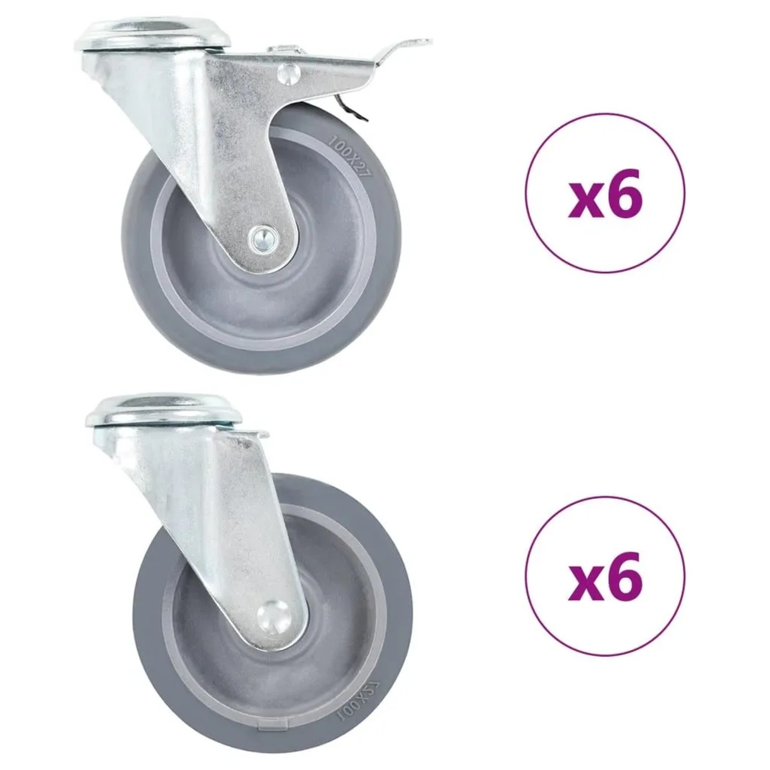 vidaXL 12 Stk Lenkrollen mit Rückenloch 100 mm 277892