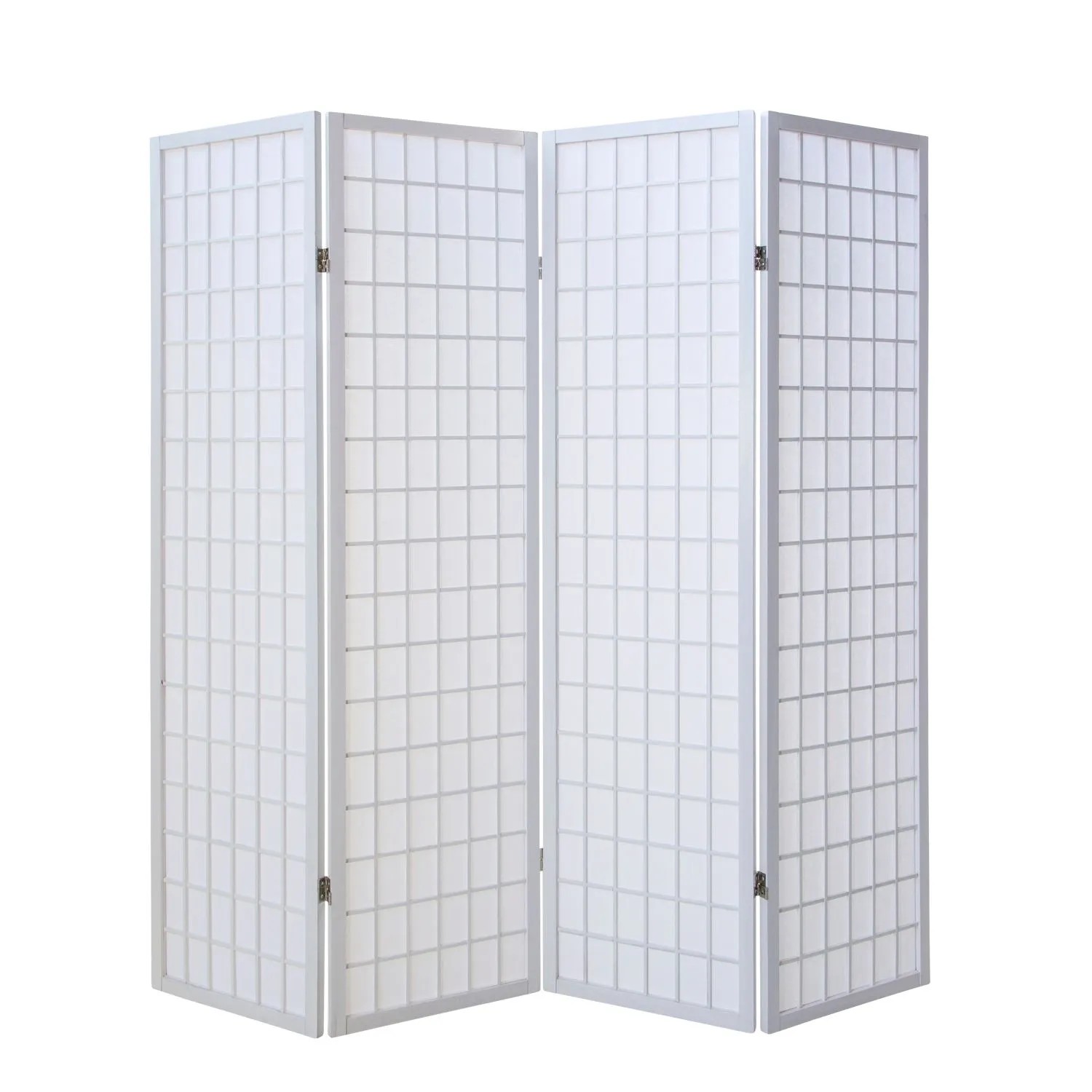 Homestyle4u 4-tlg. Paravent in Weiß 176x175 cm 261
