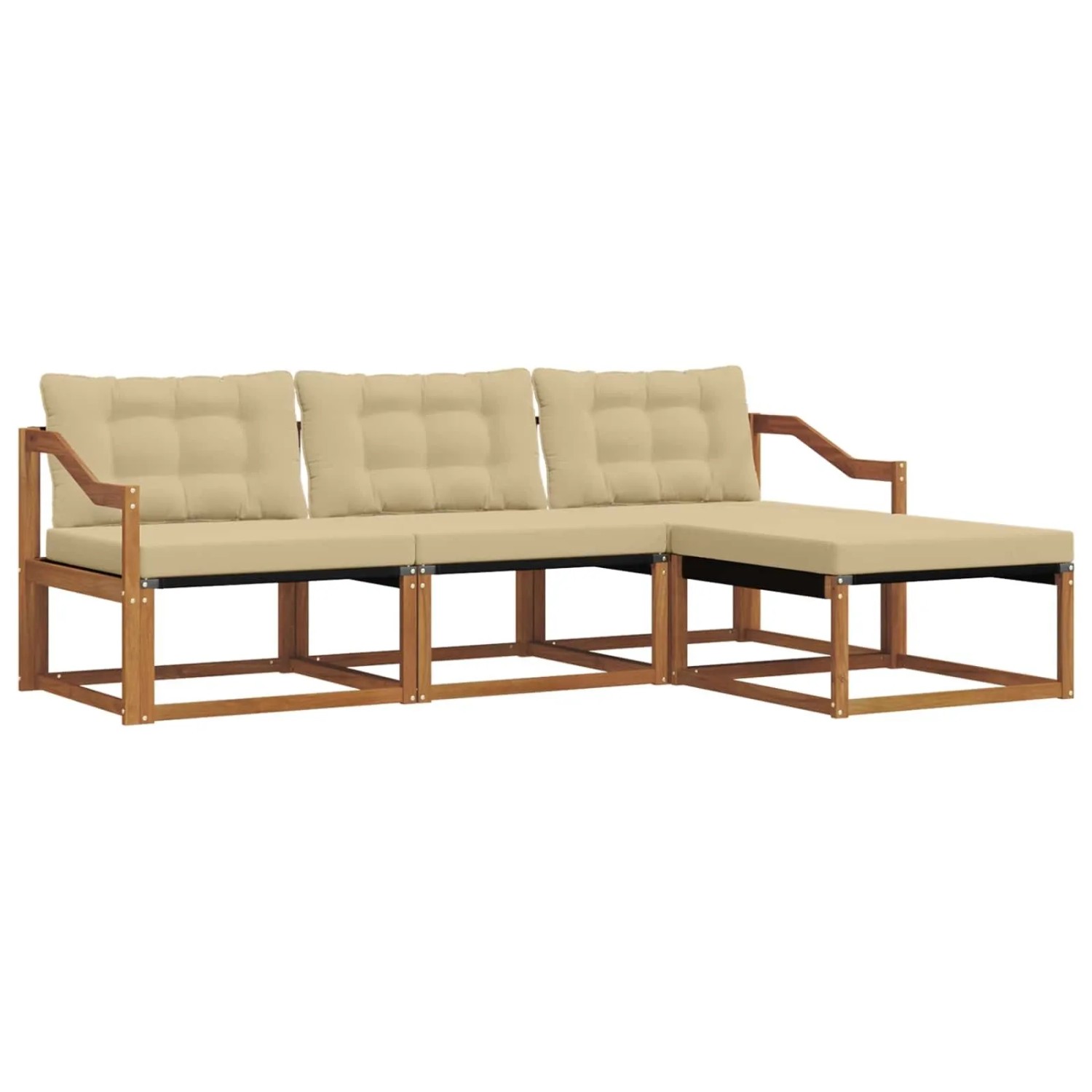 vidaXL Outdoor-Sofagarnitur mit Kissen 4-Tlg Natur und Beige 3369348
