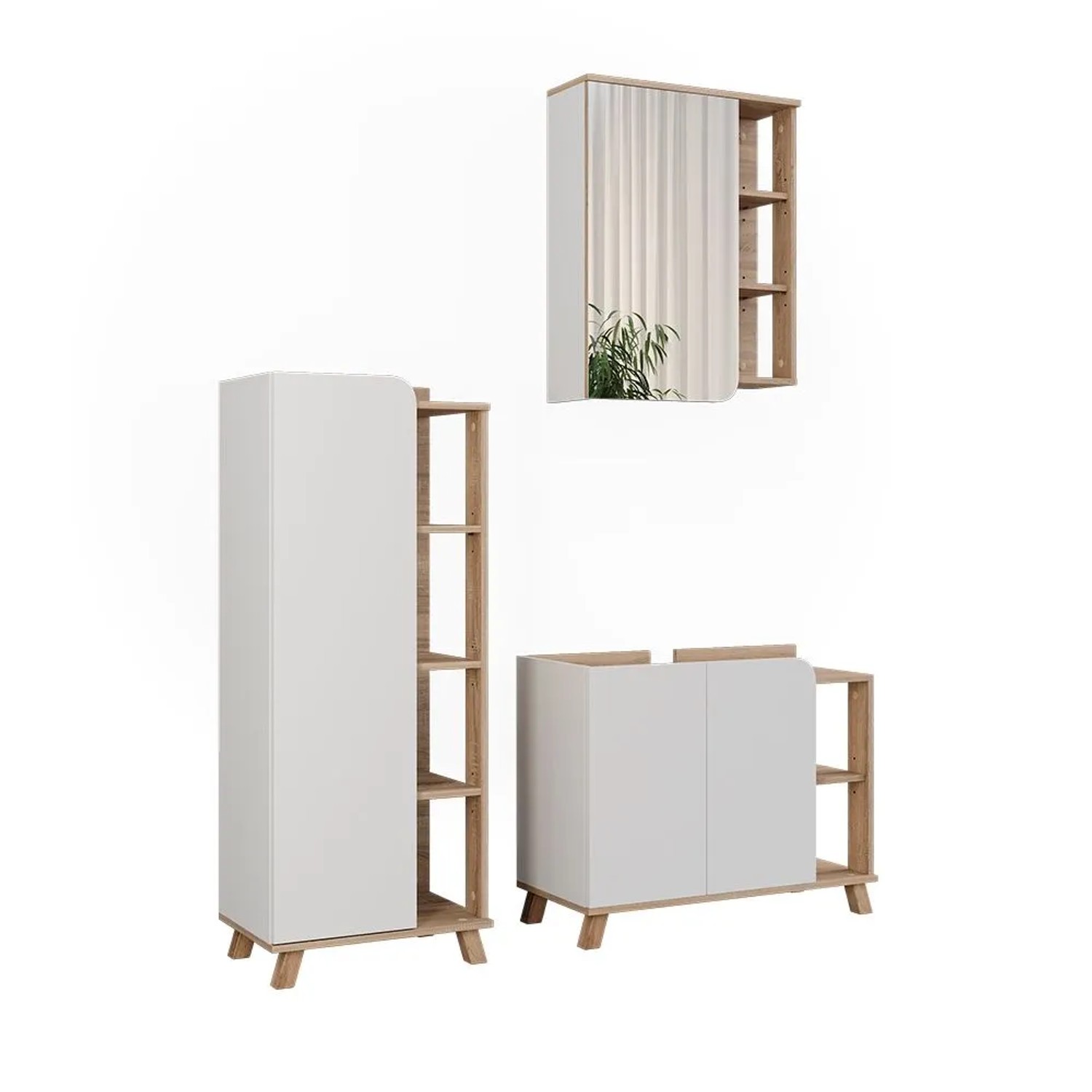 Vicco Badmöbel-Set Karen Sonoma/Weiß 80 x 65 3-teilig