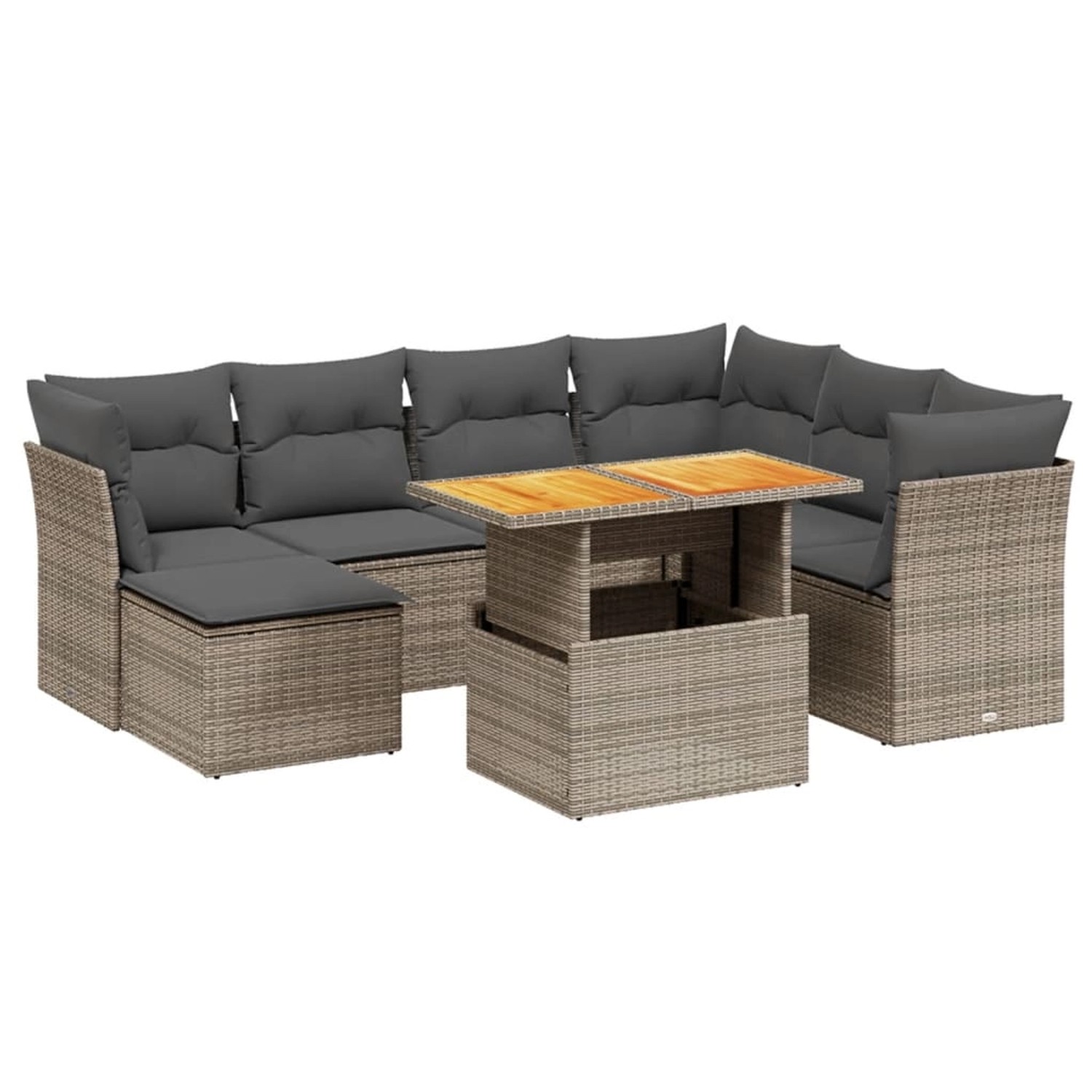 vidaXL 8-Tlg Garten-Sofagarnitur mit Kissen Grau Poly Rattan 3270955 günstig online kaufen