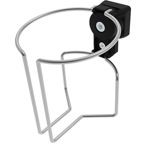 Fath Flaschenhalter FX, schwarz, mit Edelstahl-Drahtkorb für Profil 40 Nut 8. 360° drehbar.