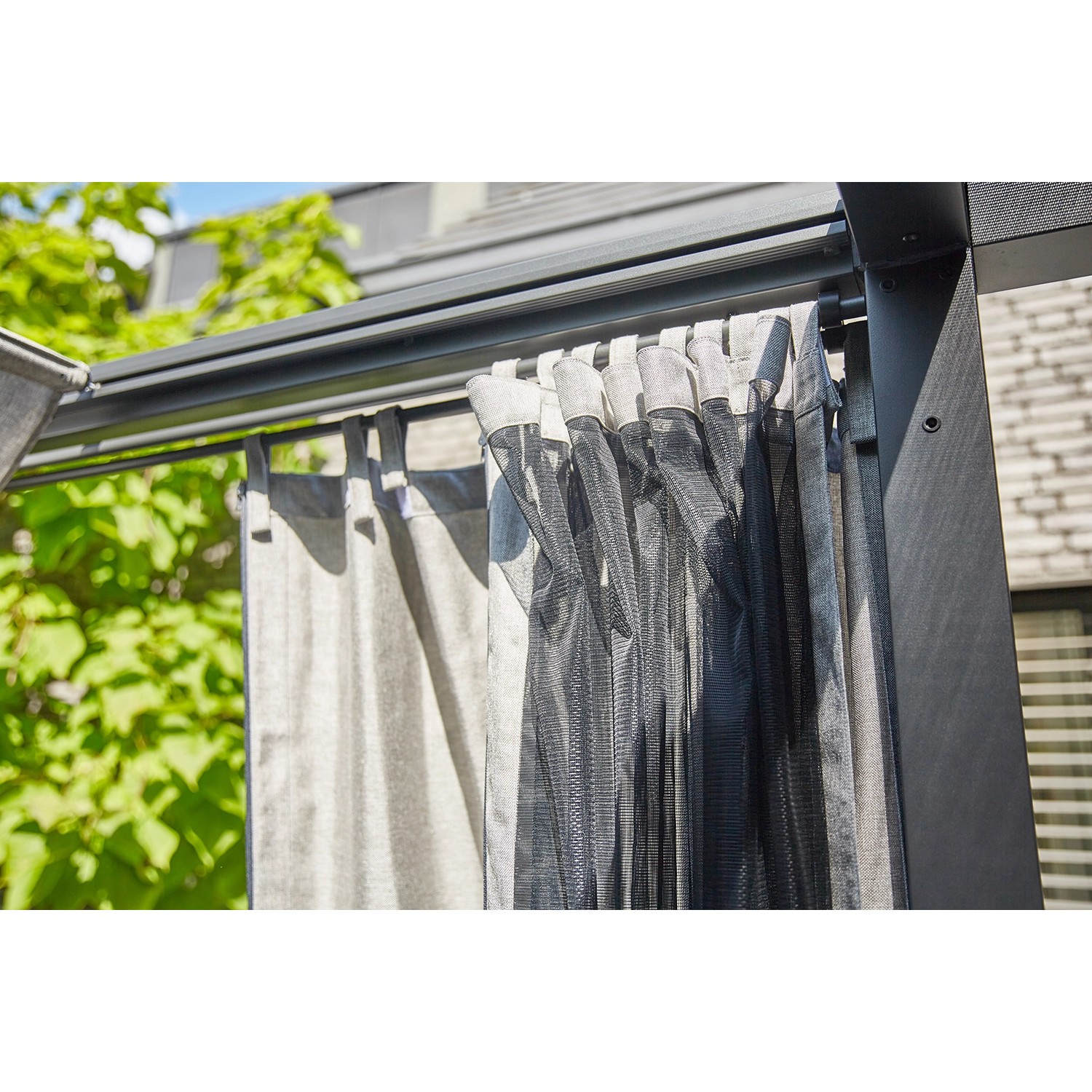 Siena Garden Seitenteile Silber-Grau: Vorhang und Insektenschutz für Schattenmanufaktur, 300x210 cm.