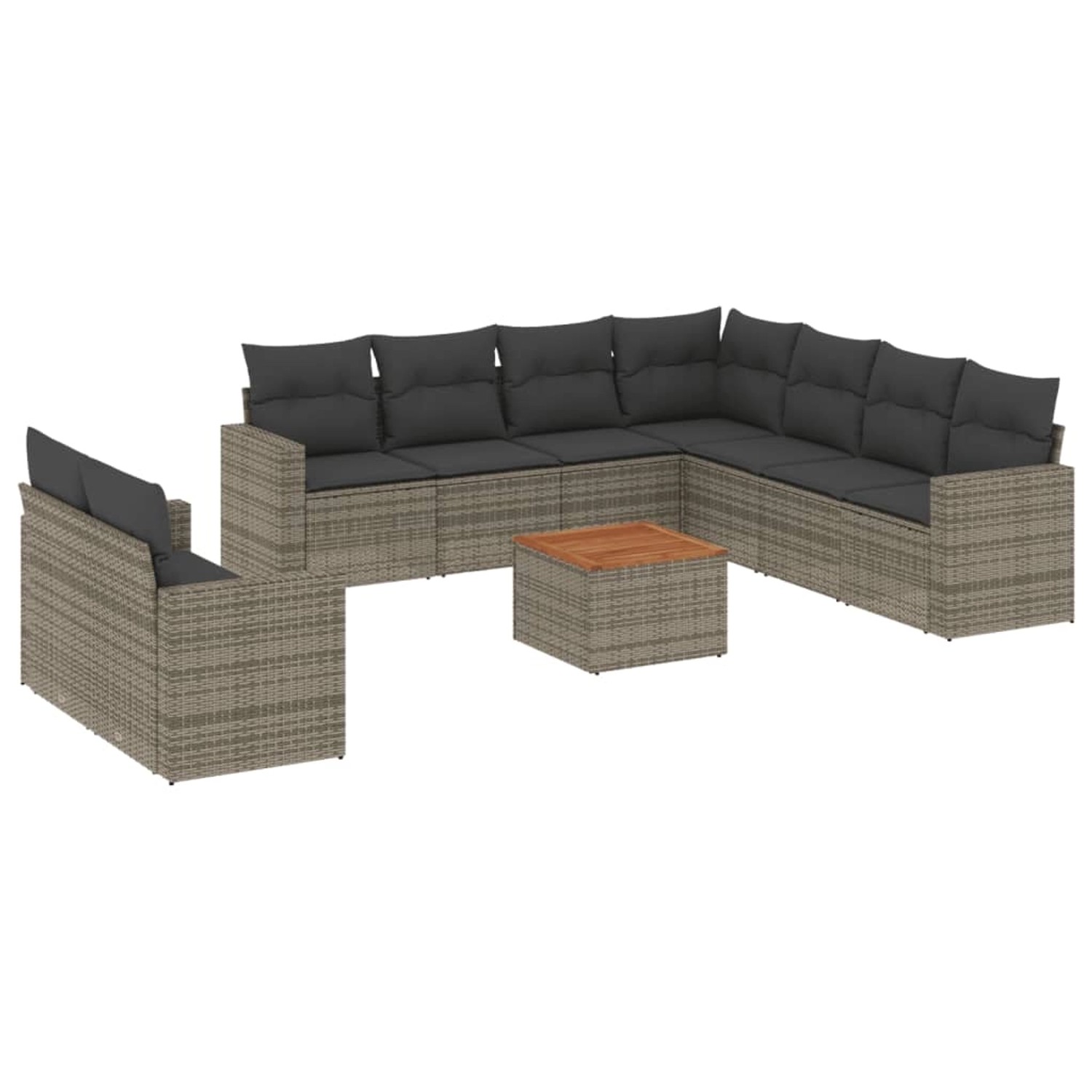 vidaXL 10-Tlg Garten-Sofagarnitur mit Kissen Grau Poly Rattan 3224191 günstig online kaufen