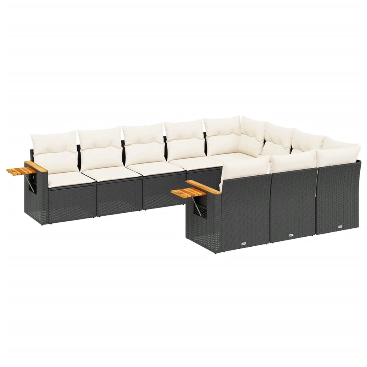 vidaXL 10-Tlg Garten-Sofagarnitur mit Kissen Schwarz Poly Rattan 3259578 günstig online kaufen