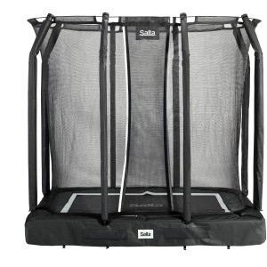 Schwarzes Salta Premium Ground Bodentrampolin, 214 x 153 cm, mit Sicherheitsnetz.
