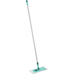 Leifheit Bodenwischer Combi mit Stahlstiel und grünem 2-Faser-Wischbezug.